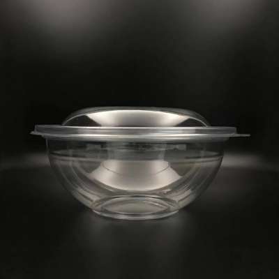 Clear Round Disposable Large PLA PET Plastic Fruit 32oz Salad Bowl With Lid